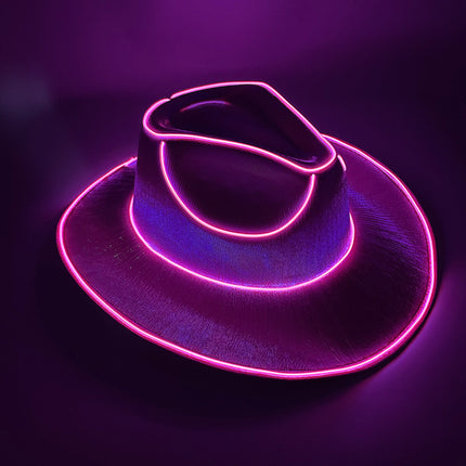 Halloween Carnival Party LED Wireless Fluorescent Colorful Cowboy Flashing Hat - 𝓢𝓱𝓸𝓹𝓵𝓮𝓬𝔂