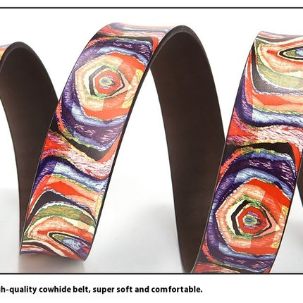 Pure Cowhide Printed Rainbow Graffiti Leather Decorative Belt - 𝓢𝓱𝓸𝓹𝓵𝓮𝓬𝔂
