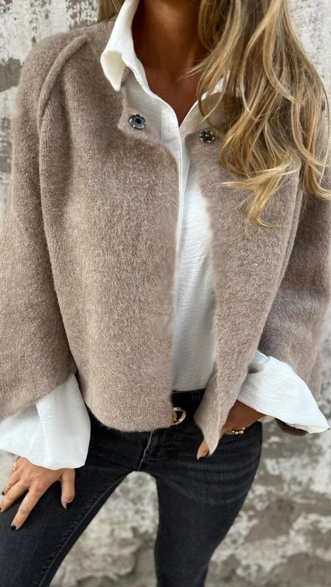 Women's Batwing Sleeve Cardigan Autumn And Winter Loose Short Cashmere Long Sleeve Coat - 𝓢𝓱𝓸𝓹𝓵𝓮𝓬𝔂