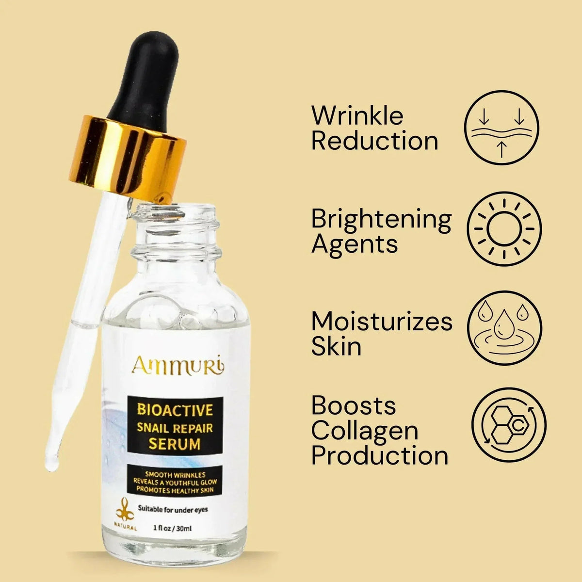 Bioactive Snail Hydrating Face Serum 30ml | Ammuri