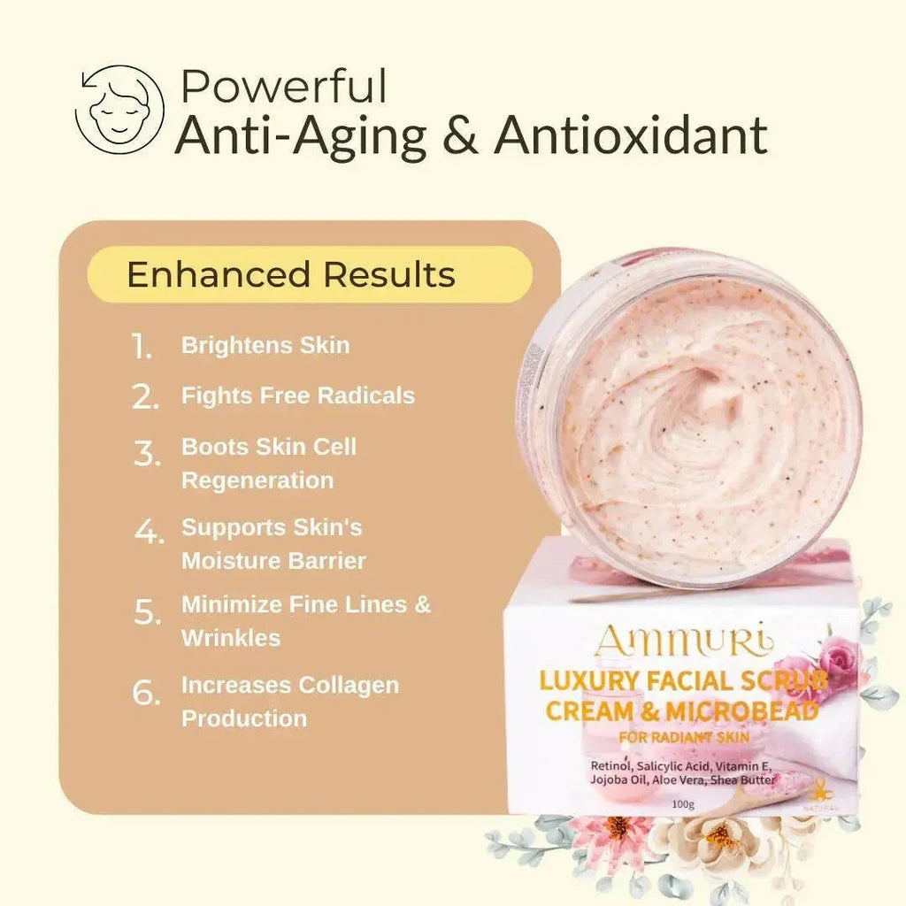 Retinol Facial Scrub & Exfoliating Cream for Smoother-Looking Skin | Ammuri