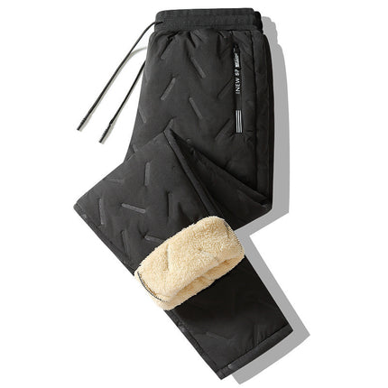 Winter Sweatwear Men Plush Thick Fleece Sweatpant Lambswool Thermal Trousers Casual Pants Waterproof Windproof Warm Cotton Pants - 𝓢𝓱𝓸𝓹𝓵𝓮𝓬𝔂