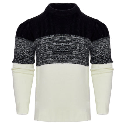 Men's Casual Color Block Long Sleeve Cable Knit Pullover Sweater - 𝓢𝓱𝓸𝓹𝓵𝓮𝓬𝔂