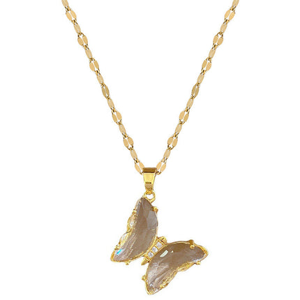 European And American Ins Crystal Zircon Butterfly Pendant Necklace - 𝓢𝓱𝓸𝓹𝓵𝓮𝓬𝔂