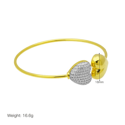 Stone Peach Heart Copper Plating 18K Gold Hollow Bracelet - 𝓢𝓱𝓸𝓹𝓵𝓮𝓬𝔂