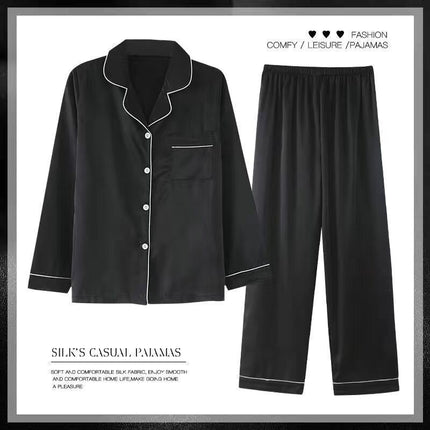 Women's Spring And Autumn Thin Long Sleeve Silk Homewear Two-piece Set - 𝓢𝓱𝓸𝓹𝓵𝓮𝓬𝔂