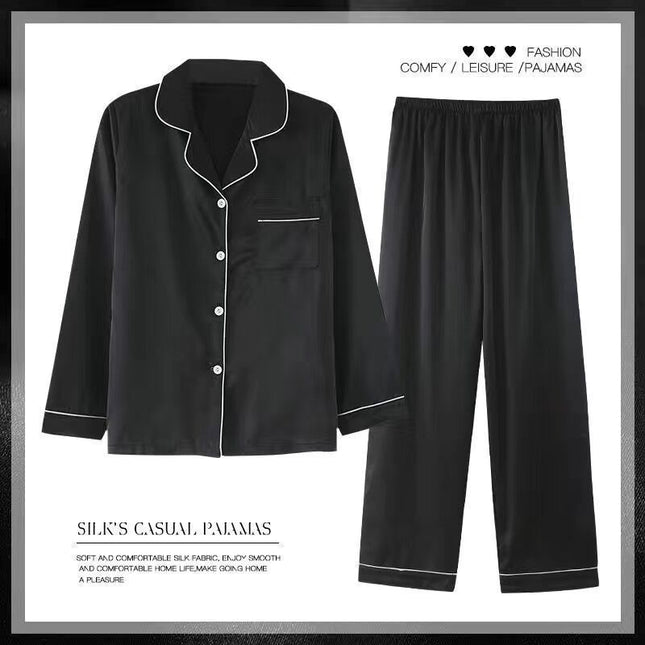 Women's Spring And Autumn Thin Long Sleeve Silk Homewear Two-piece Set - 𝓢𝓱𝓸𝓹𝓵𝓮𝓬𝔂
