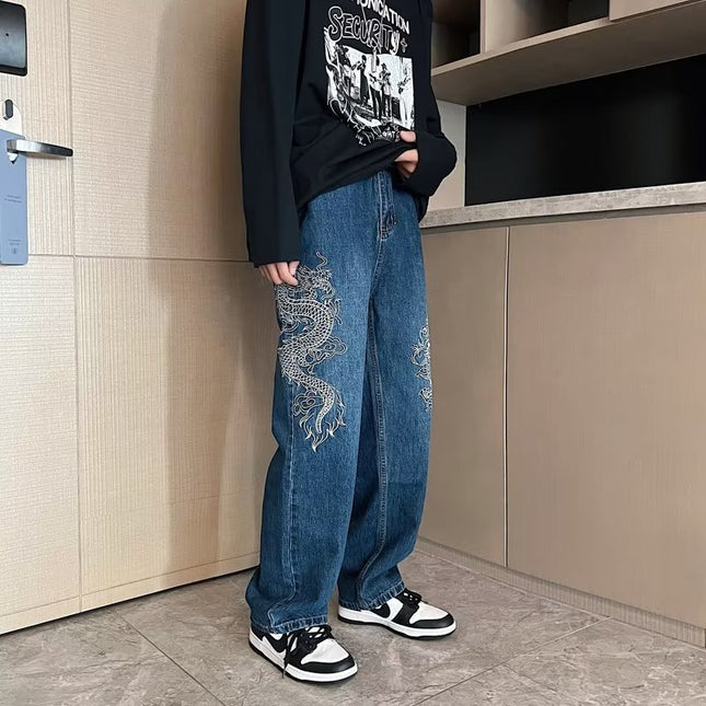 Loose Embroidered Jeans For Men - 𝓢𝓱𝓸𝓹𝓵𝓮𝓬𝔂