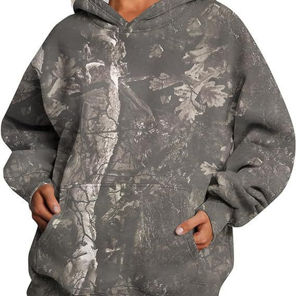 Camouflage Hoodie Maple Leaf Print Oversized Sports Hoodie With Pocket Break - 𝓢𝓱𝓸𝓹𝓵𝓮𝓬𝔂