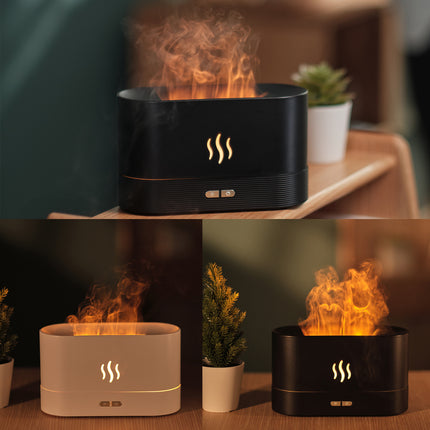 Aroma Diffuser With Flame Light Mist Humidifier Aromatherapy Diffuser With Waterless Auto-Off Protection For Spa Home Yoga Office - 𝓢𝓱𝓸𝓹𝓵𝓮𝓬𝔂