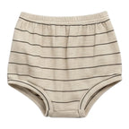 Beige Stripe Short Sleeve Top & Bloomer Set