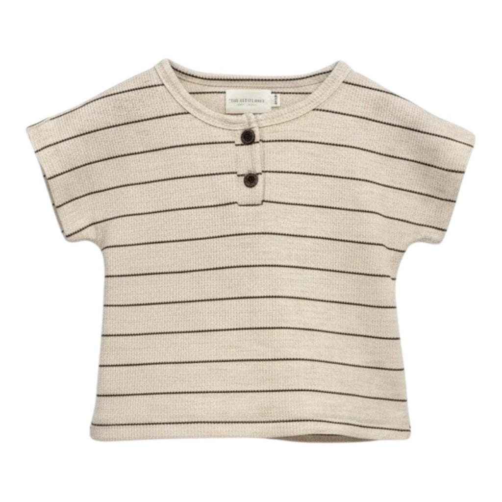 Beige Stripe Short Sleeve Top & Bloomer Set