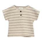 Beige Stripe Short Sleeve Top & Bloomer Set