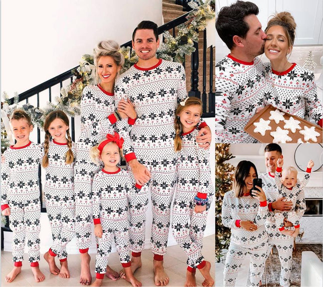 Polyester Black And White Contrast Color Christmas New Parent-Child Women's Casual Suit - 𝓢𝓱𝓸𝓹𝓵𝓮𝓬𝔂