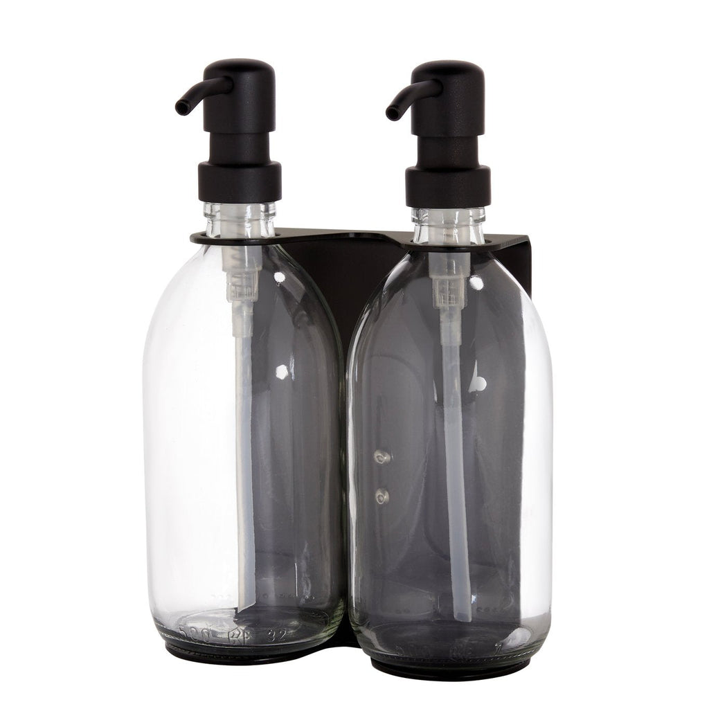 Black Double Wall Mounted Soap Dispensers