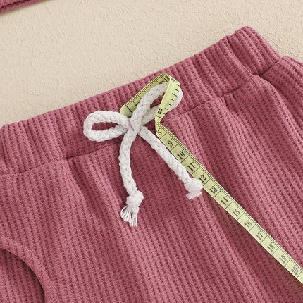 Girls Fashion Letter I Embroidery Waffle Suit - 𝓢𝓱𝓸𝓹𝓵𝓮𝓬𝔂