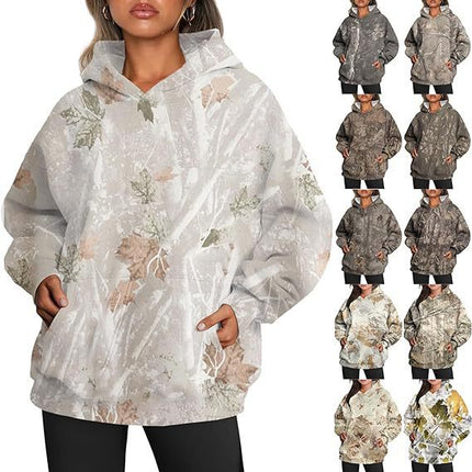 Camouflage Hoodie Maple Leaf Print Oversized Sports Hoodie With Pocket Break - 𝓢𝓱𝓸𝓹𝓵𝓮𝓬𝔂
