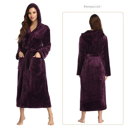 Women's Polyester Hooded Nightgown Homewear Hotel Couple Bathrobe - 𝓢𝓱𝓸𝓹𝓵𝓮𝓬𝔂