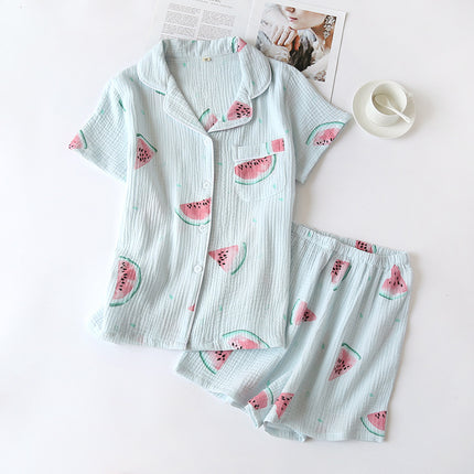 Summer Cotton Crepe Pajamas Short-sleeved Shorts Small Fresh Can Be Worn Outside Ladies' Homewear - 𝓢𝓱𝓸𝓹𝓵𝓮𝓬𝔂