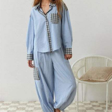 Autumn Women's Clothing Casual Homewear Plaid Shirt Outfit - 𝓢𝓱𝓸𝓹𝓵𝓮𝓬𝔂
