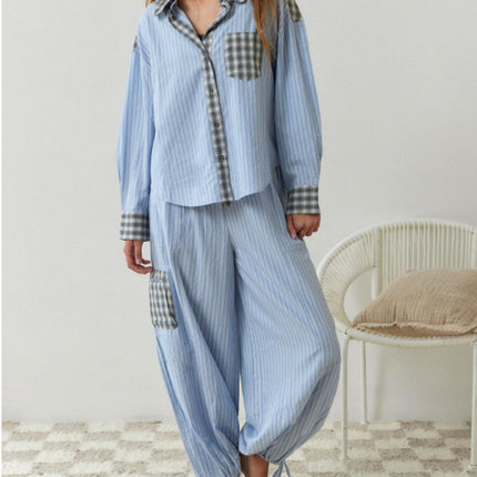 Autumn Women's Clothing Casual Homewear Plaid Shirt Outfit - 𝓢𝓱𝓸𝓹𝓵𝓮𝓬𝔂