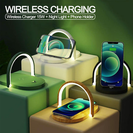 3 In 1 Foldable Wireless Charger Night Light Wireless Charging Station Stonego LED Reading Table Lamp 15W Fast Charging Light - 𝓢𝓱𝓸𝓹𝓵𝓮𝓬𝔂