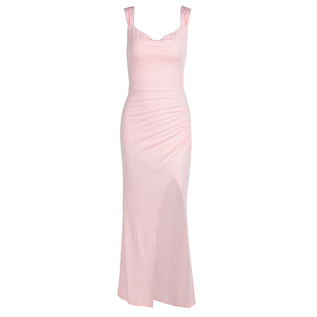 Slim Sleeveless Slit Dress With Back Tie Design Fashion Temperament Dresses For Women Clothing - 𝓢𝓱𝓸𝓹𝓵𝓮𝓬𝔂