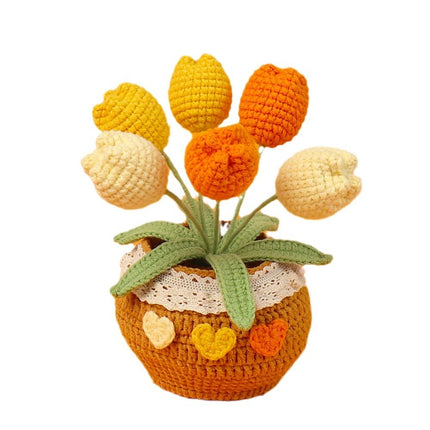 Finished Handmade Wool Woven Home Decoration Tulip Potted Plant - 𝓢𝓱𝓸𝓹𝓵𝓮𝓬𝔂