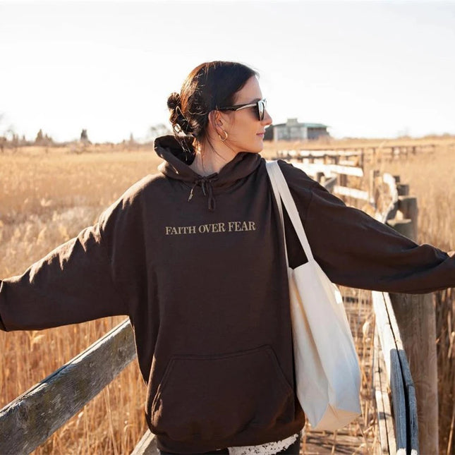 Faith Over Fear Christian Hoodie Christian Sweatshirt Jesus Hoodie Trendy Hoodie Bible Verse Shirt Unisex Aesthetic Clothes - 𝓢𝓱𝓸𝓹𝓵𝓮𝓬𝔂