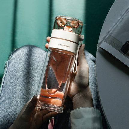 Glass Water Bottle With Tea Infuser Filter Tea Separation Double Wall Glass Bottle Leakproof Water Bottle - 𝓢𝓱𝓸𝓹𝓵𝓮𝓬𝔂
