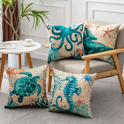 Cushion Covers Sea Turtle Printed Throw Pillow Cases For Home Decor Sofa Chair Seat - 𝓢𝓱𝓸𝓹𝓵𝓮𝓬𝔂