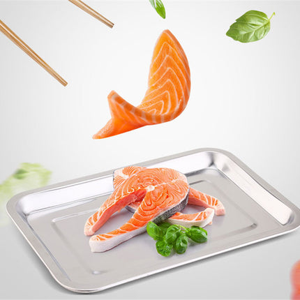 Stainless Steel Storage Trays Square Plate Thickening Pans Rectangular Tray Barbecue Deep Rice Dishes Bbq Kitchen Accessories - 𝓢𝓱𝓸𝓹𝓵𝓮𝓬𝔂