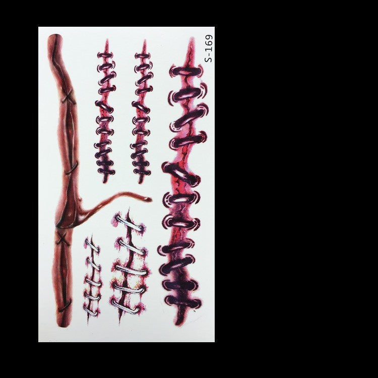 Realistic Fake Wound Tattoo Stickers - Halloween Special Effects Makeup - Waterproof Scar Temporary Tattoos