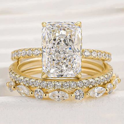 S925 Sterling Silver Super Shiny Ice Flower Cut Zircon Ring Suit - 𝓢𝓱𝓸𝓹𝓵𝓮𝓬𝔂