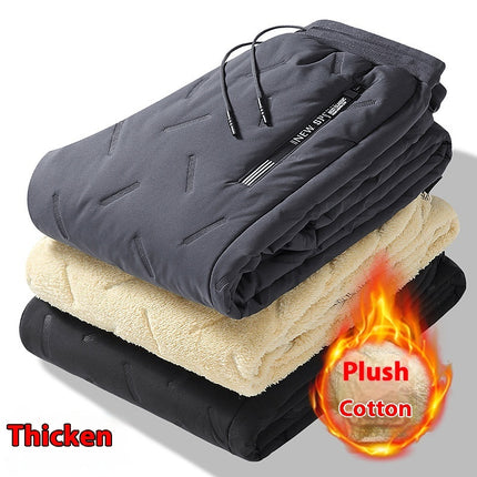 Winter Sweatwear Men Plush Thick Fleece Sweatpant Lambswool Thermal Trousers Casual Pants Waterproof Windproof Warm Cotton Pants - 𝓢𝓱𝓸𝓹𝓵𝓮𝓬𝔂