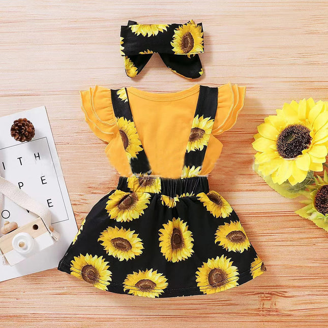 SUNFLOWER Printing Suit Romper Three-piece Suit - 𝓢𝓱𝓸𝓹𝓵𝓮𝓬𝔂