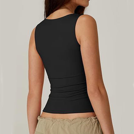 Summer Square-neck Tank Vest Ins Fashion Slim Solid Sleeveless Tops For Women Clothing - 𝓢𝓱𝓸𝓹𝓵𝓮𝓬𝔂