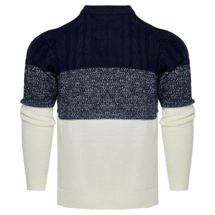 Men's Casual Color Block Long Sleeve Cable Knit Pullover Sweater - 𝓢𝓱𝓸𝓹𝓵𝓮𝓬𝔂