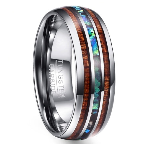 Nuncad Polished 8MM Hawaiian Koa Wood Men Ring Real Size Wedding Bands BlueVermiculite - 𝓢𝓱𝓸𝓹𝓵𝓮𝓬𝔂