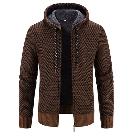 Winter Coat Zipper Closure Solid Color Long Sleeves Drawstring With Hat Keep Warm Casual Thicken Plush Sweater Coat For Daily - 𝓢𝓱𝓸𝓹𝓵𝓮𝓬𝔂