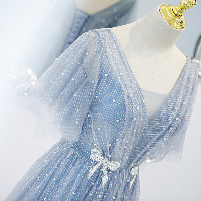 Evening Dress Female Elegant Temperament Host V-neck Super Fairy Thin Long Style - 𝓢𝓱𝓸𝓹𝓵𝓮𝓬𝔂