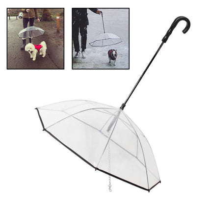 Dog's Transparent Umbrella With Traction Chain Removable Umbrella Pet Products - 𝓢𝓱𝓸𝓹𝓵𝓮𝓬𝔂