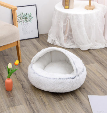 2 In 1 Dog And Cat Bed Pet Winter Bed Round Plush Warm Bed House Soft Long Plush Pets Bed Pet Products - 𝓢𝓱𝓸𝓹𝓵𝓮𝓬𝔂