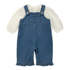 Embroidered Blouse & Denim Dungaree Set