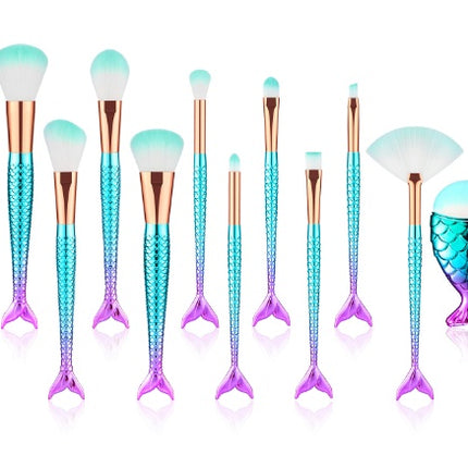 11pcs Makeup Brushes Kit Maquiagem Maquillaje New Mermaid Foundation Eyebrow Eyeliner Cosmetic Makeup Brushes - 𝓢𝓱𝓸𝓹𝓵𝓮𝓬𝔂