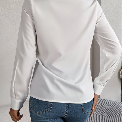 Fashion V-Neck Long Sleeve Shirt Elegant Commuter Solid Blouse Office Women's Clothing - 𝓢𝓱𝓸𝓹𝓵𝓮𝓬𝔂