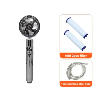Shower Head Water Saving Flow 360 Degrees Rotating With Small Fan ABS Rain High Pressure Spray Nozzle Bathroom Accessories - 𝓢𝓱𝓸𝓹𝓵𝓮𝓬𝔂