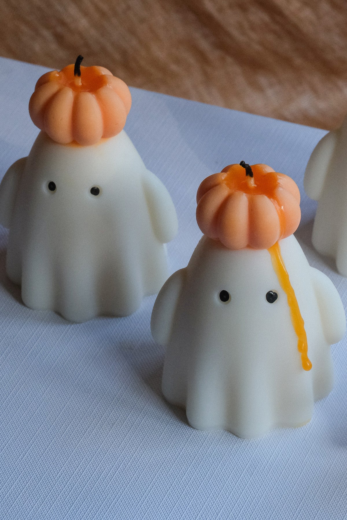 Ghost Candle with Pumpkin Hat