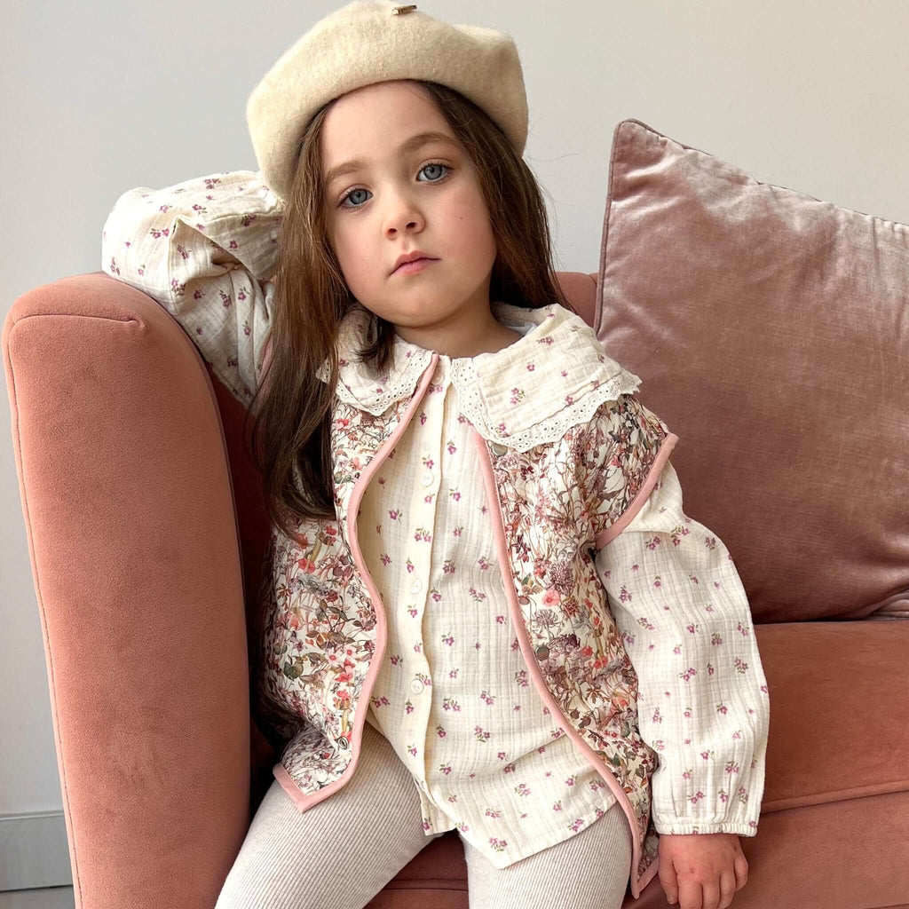 Kids Stylish Vest Pink Rosablomst