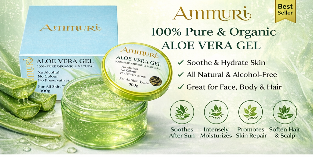 Aloe Vera Gel 300g Jar – Face, Body & Hair | Ammuri